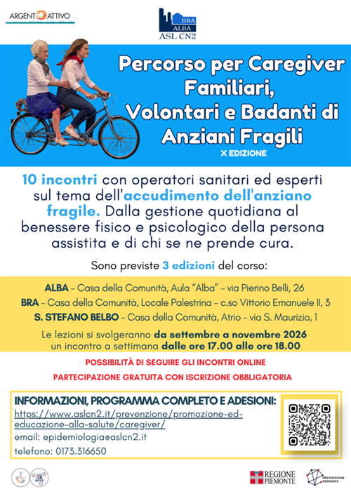 Percorso formativo gratuito per caregiver familiari, volontari e assistenti familiari