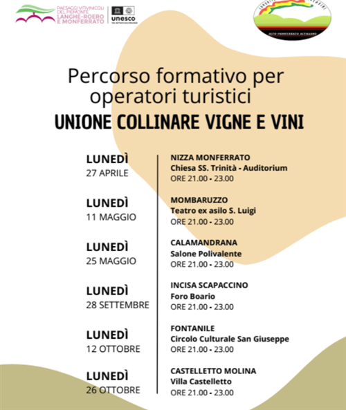 Percorso formativo per operatori turistici dellUnione Collinare Vigne & Vini
