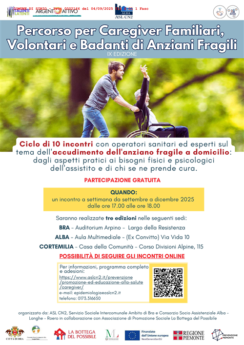 Percorso Formativo Per Caregiver Familiari, Volontari E Badanti Di Anziani Fragili